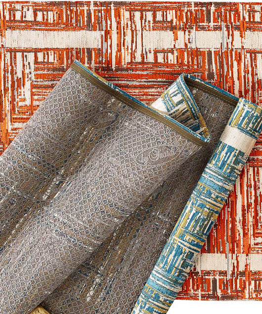 Tappeto moderno BANGKOK ARANCIONE contemporaneo geometrico astratto, passatoia arredo multiuso lavabile antiscivolo cm.55x115