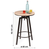 Bar regolabile in altezza collezione DARYL - Stile vintage, dimensioni 60x60x101 cm