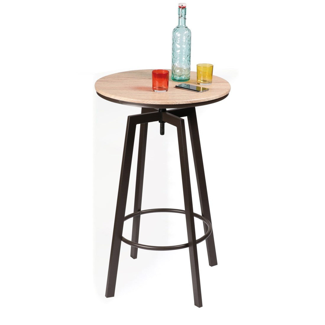 Bar regolabile in altezza collezione DARYL - Stile vintage, dimensioni 60x60x101 cm