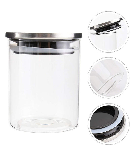 Barattolo 1250 Ml Sottovuoto Alimenti In Vetro Trasparente Cereali Snack Cucina         