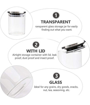 Barattolo 1250 Ml Sottovuoto Alimenti In Vetro Trasparente Cereali Snack Cucina         