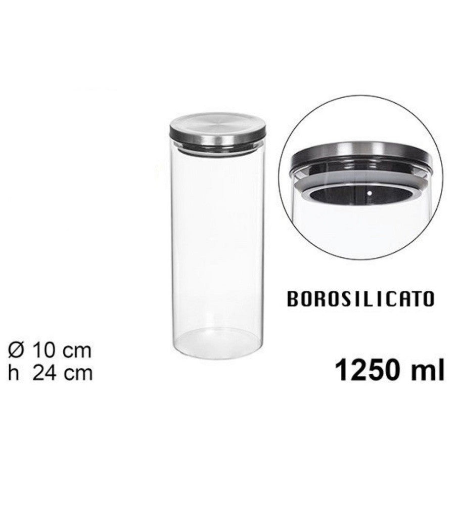 Barattolo 1250 Ml Sottovuoto Alimenti In Vetro Trasparente Cereali Snack Cucina         