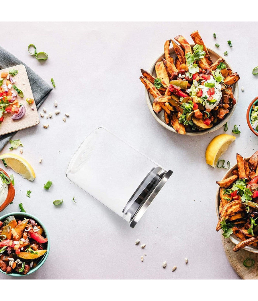 Barattolo 1700ml Sottovuoto Alimenti In Vetro Trasparente Cereali Snack Cucina         