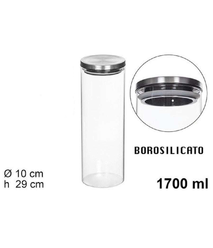 Barattolo 1700ml Sottovuoto Alimenti In Vetro Trasparente Cereali Snack Cucina         