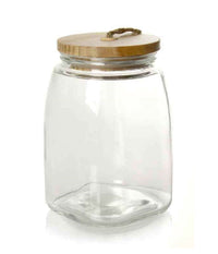 Barattolo 22cm In Vetro Tappo In Legno Ermetico Contenitore Base Quadrata 728358         