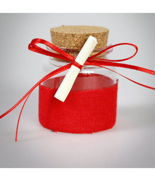 Barattolo Ampolla Vetro Con Tappo Sughero Portaconfetti Bomboniera Laurea Rosso         