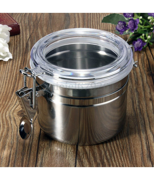 Barattolo Case Tabacco Cibo Conserva Acciaio Inox Umido Tenuta Aria         