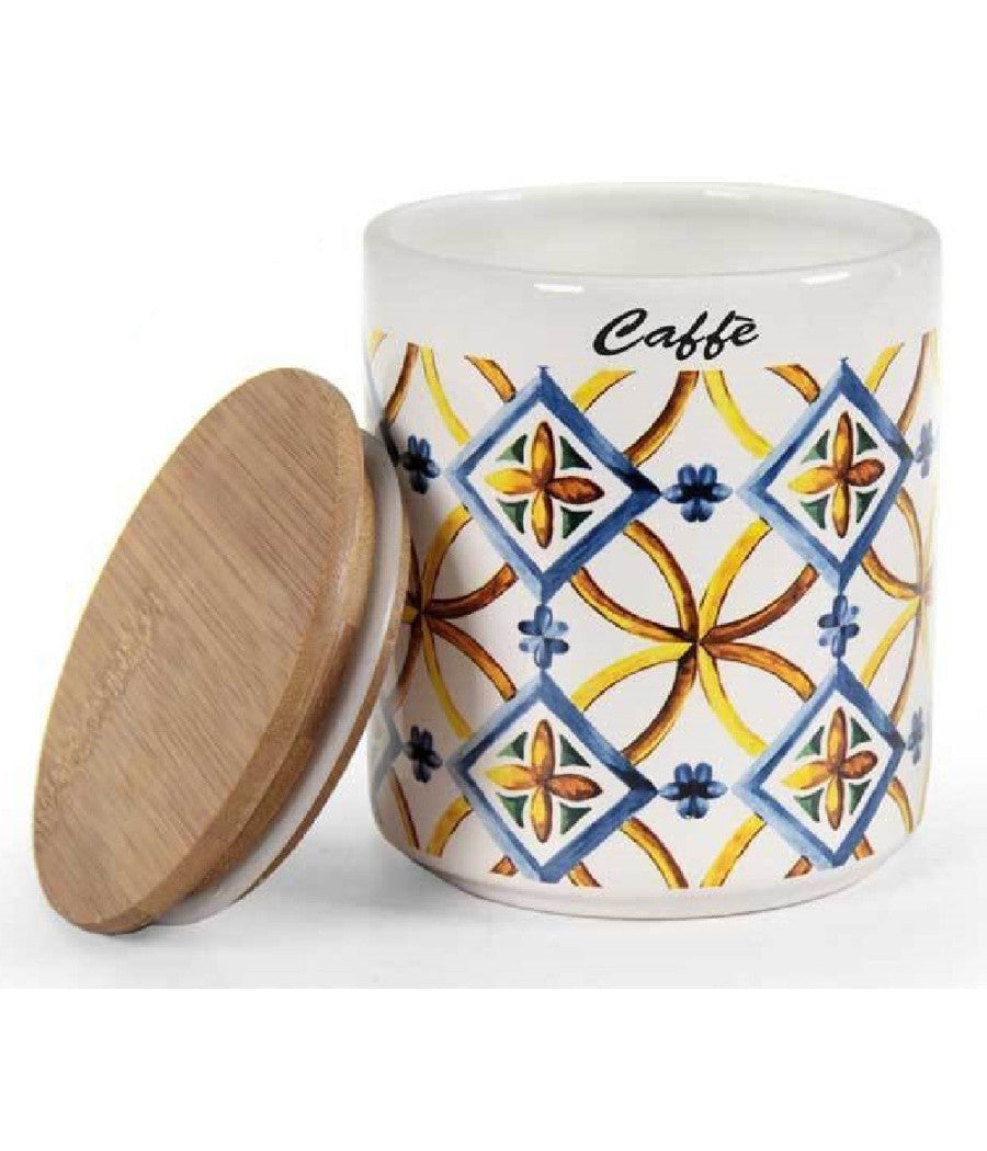 Barattolo Ceramica Caffè Tappo Legno Ermetico Cucina Terra D'amuri 12x10cm 822117         
