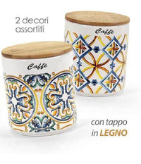 Barattolo Ceramica Caffè Tappo Legno Ermetico Cucina Terra D'amuri 12x10cm 822117         