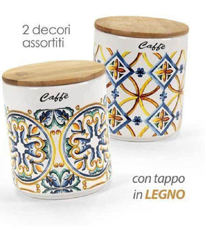 Barattolo Ceramica Caffè Tappo Legno Ermetico Cucina Terra D'amuri 12x10cm 822117         