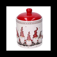 Barattolo ceramica con gnomi bianco cm ø13h17,3