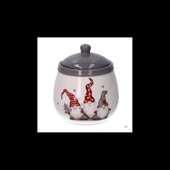 Barattolo ceramica con gnomi cm ø11h25