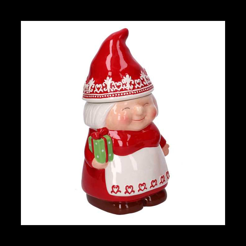 Barattolo ceramica gnoma rosso cm 16x13h27