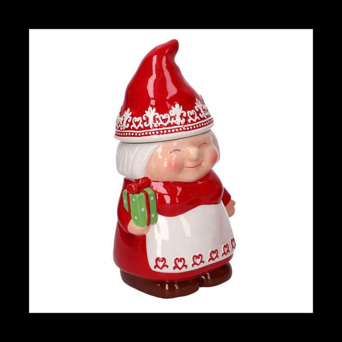 Barattolo ceramica gnoma rosso cm 16x13h27