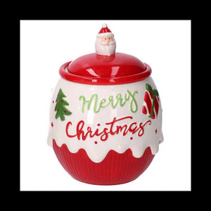 Barattolo ceramica merry christmas cm ø17h21,5