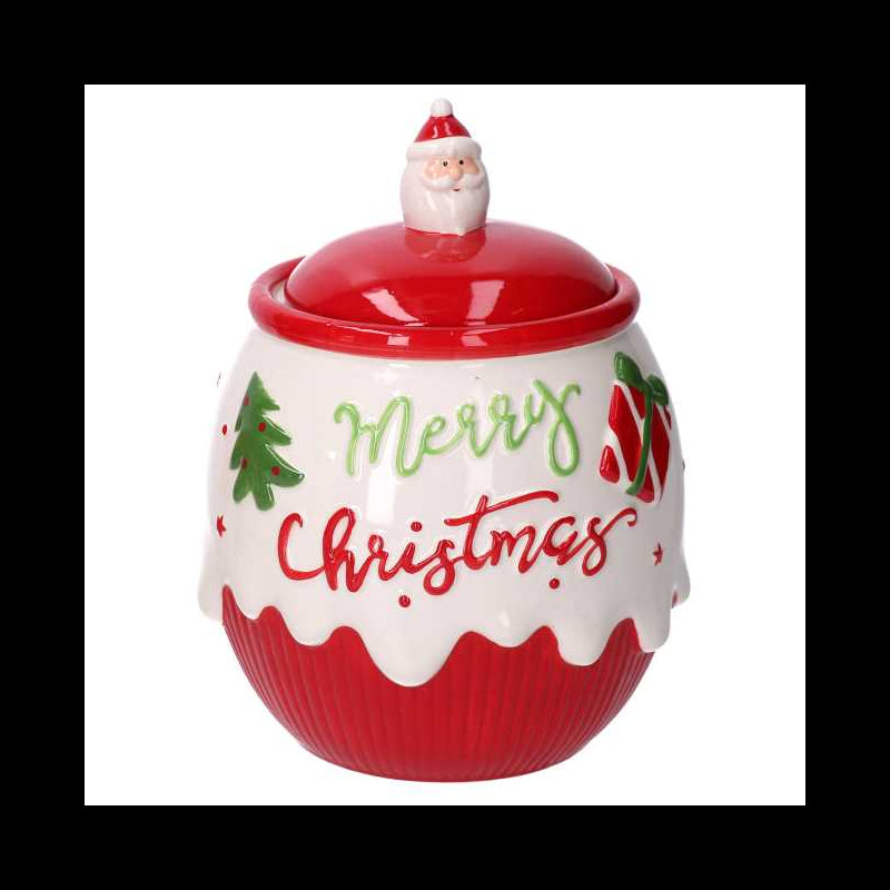 Barattolo ceramica merry christmas cm ø17h21,5