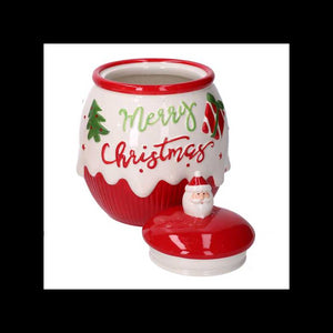 Barattolo ceramica merry christmas cm ø17h21,5