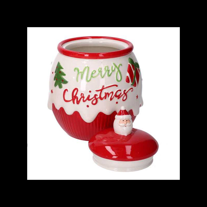 Barattolo ceramica merry christmas cm ø17h21,5