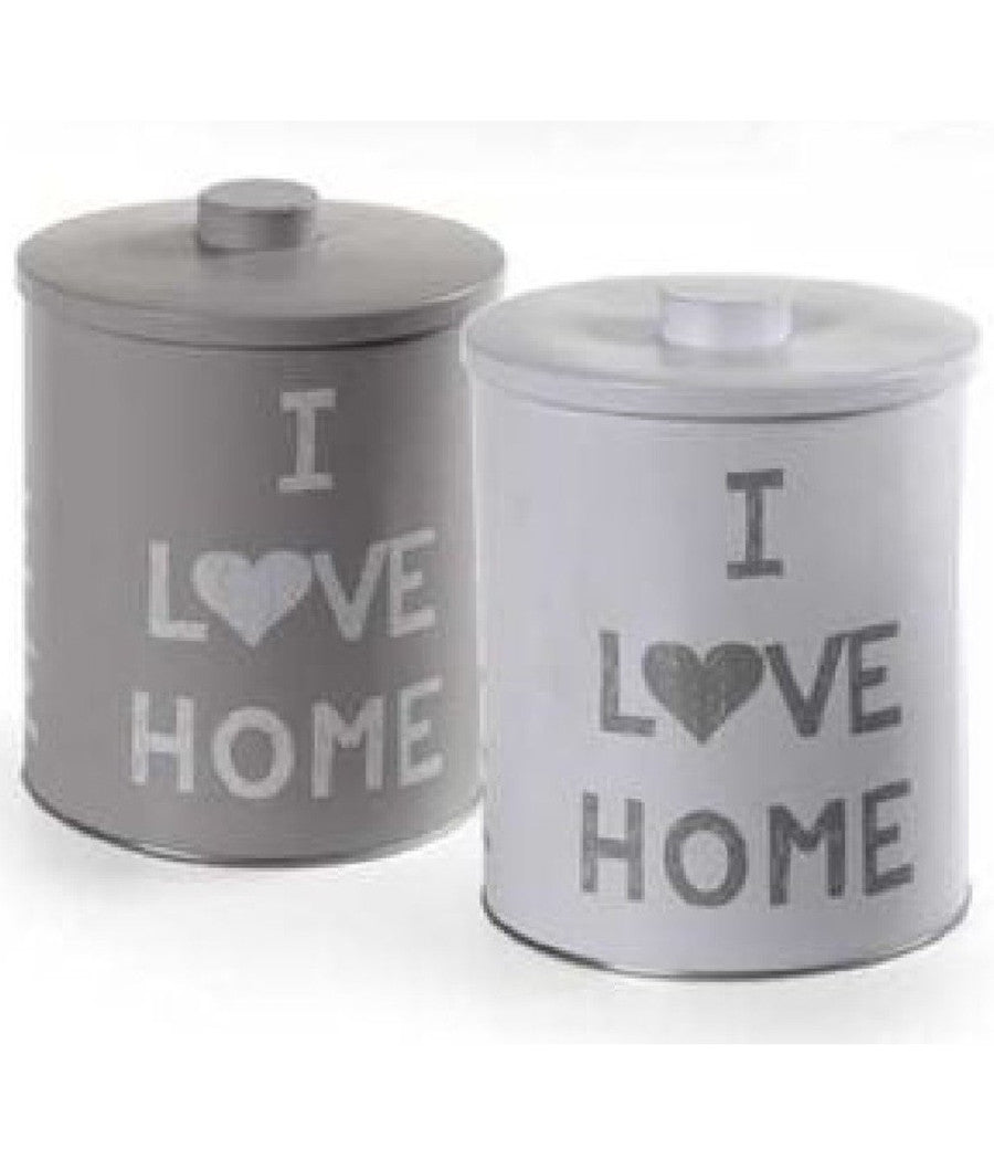 Barattolo Contenitore In Latta Cucina Tonda Assortiti I Love Home 14x18cm 710506         