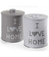 Barattolo Contenitore In Latta Cucina Tonda Assortiti I Love Home 14x18cm 710506         