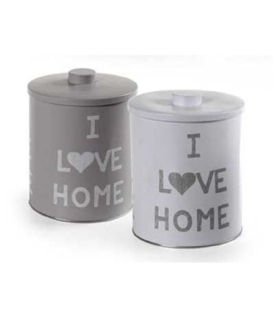 Barattolo Contenitore In Latta Cucina Tonda Assortiti I Love Home 14x18cm 710506         