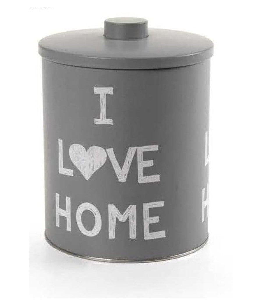 Barattolo Contenitore In Latta Cucina Tonda Assortiti I Love Home 14x18cm 710506         