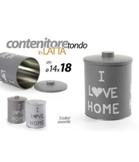 Barattolo Contenitore In Latta Cucina Tonda Assortiti I Love Home 14x18cm 710506         