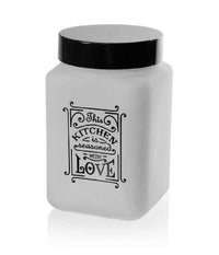 Barattolo Contenitore Vetro Bianco Quadrato Moderno Satinato 1,5lt 17cm 833519         