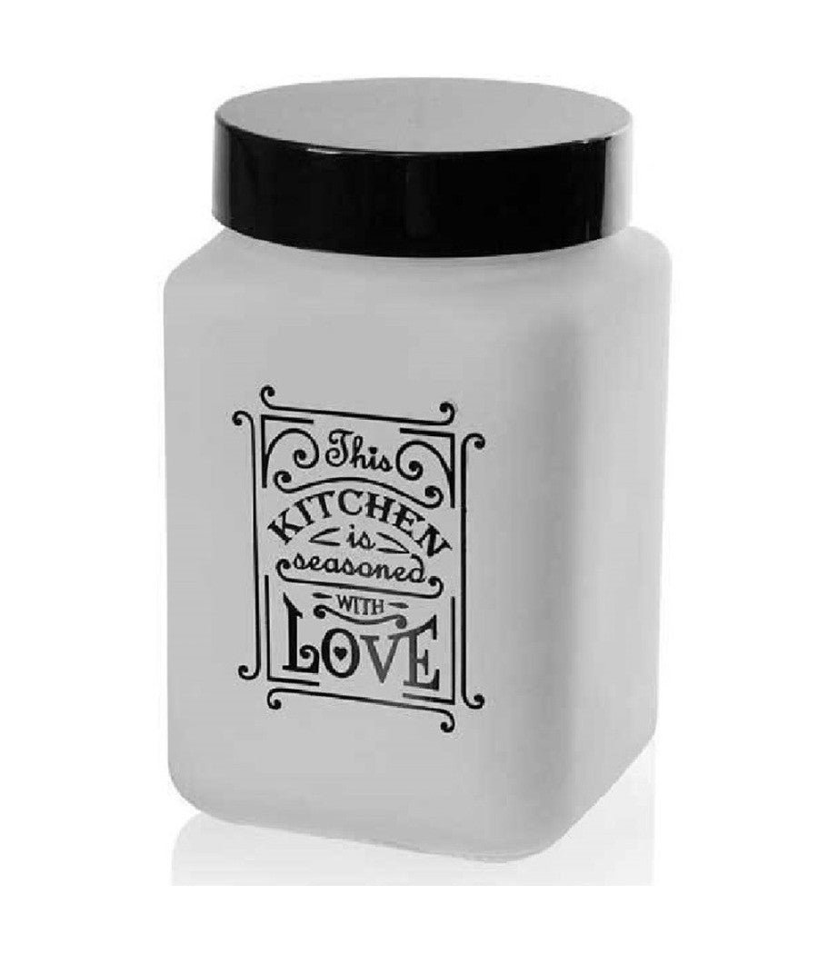 Barattolo Contenitore Vetro Bianco Quadrato Moderno Satinato 1,5lt 17cm 833519         