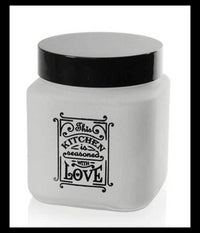 Barattolo Contenitore Vetro Quadrato Bianco Moderno Satinato 1000 Ml 12cm 833502         