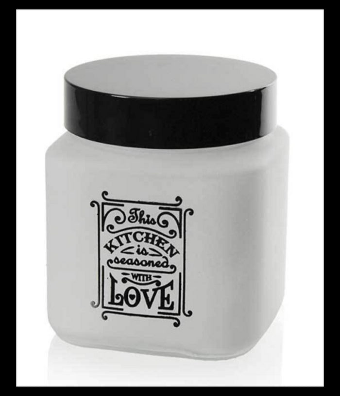 Barattolo Contenitore Vetro Quadrato Bianco Moderno Satinato 1000 Ml 12cm 833502         