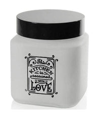 Barattolo Contenitore Vetro Quadrato Bianco Moderno Satinato 1000 Ml 12cm 833502         