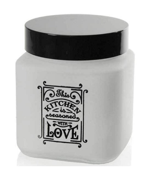 Barattolo Contenitore Vetro Quadrato Bianco Moderno Satinato 1000 Ml 12cm 833502         