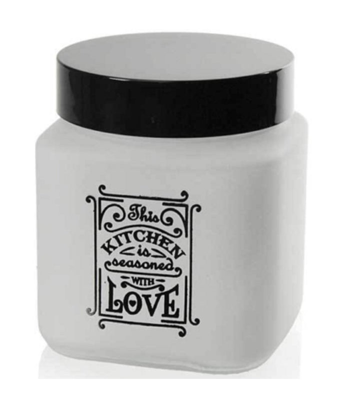 Barattolo Contenitore Vetro Quadrato Bianco Moderno Satinato 1000 Ml 12cm 833502         