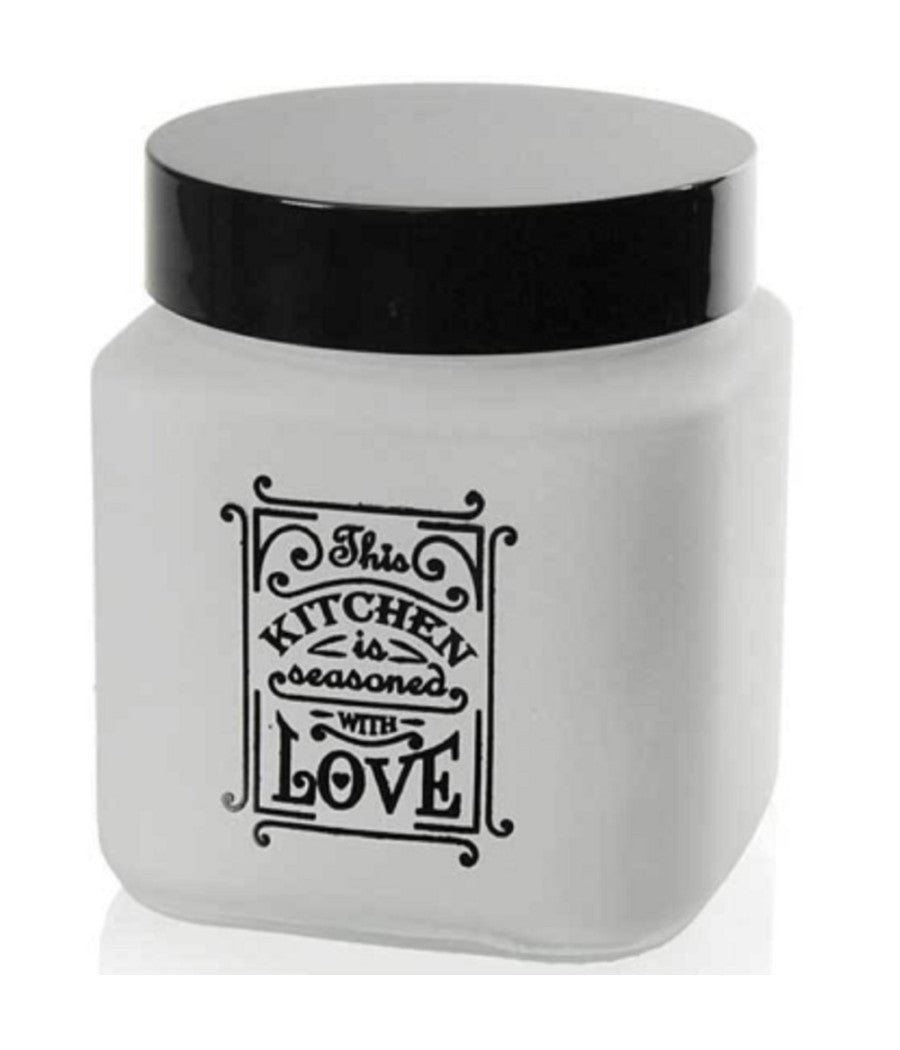 Barattolo Contenitore Vetro Quadrato Bianco Moderno Satinato 1000 Ml 12cm 833502         