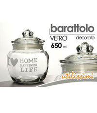 Barattolo Ermetico In Vetro Contenitore Cucina Coperchio 650ml Decorato 652639         