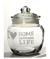 Barattolo Ermetico In Vetro Contenitore Cucina Coperchio 650ml Decorato 652639         