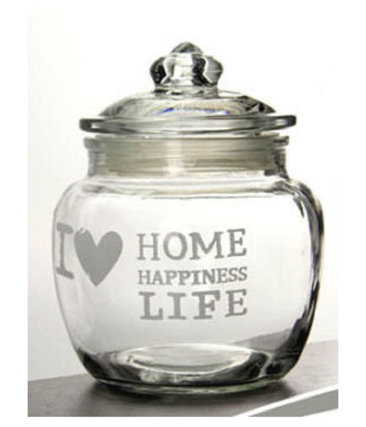 Barattolo Ermetico In Vetro Contenitore Cucina Coperchio 650ml Decorato 652639         