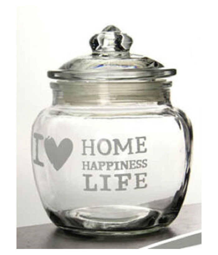 Barattolo Ermetico In Vetro Contenitore Cucina Coperchio 650ml Decorato 652639         