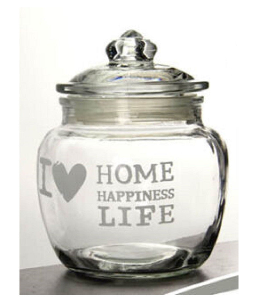 Barattolo Ermetico In Vetro Contenitore Cucina Coperchio 650ml Decorato 652639         