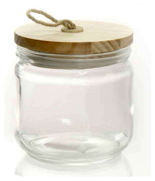 Barattolo Ermetico Tappo Legno In Vetro Contenitore Cucina 690 Ml 11x12cm 731068         