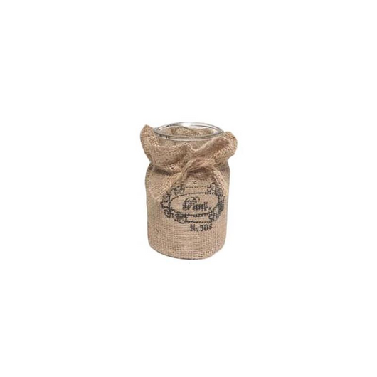 Barattolo vetro con juta tondo cmø10,5h19