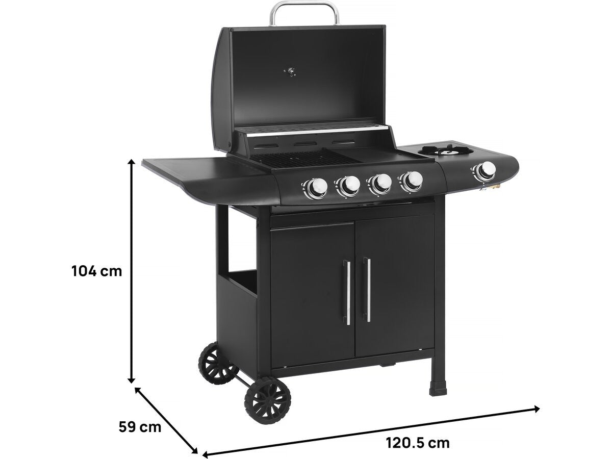 Barbecue a gas "Feria 5" - 5 fornelli di cui 1 laterale - 14,5 kW - Nero