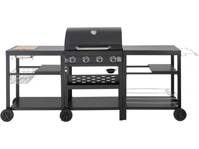 Barbecue a gas da cucina da esterno - 12 kW - 4 fuochi - Nero