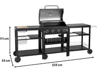 Barbecue a gas da cucina da esterno - 12 kW - 4 fuochi - Nero