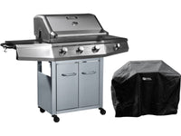 Barbecue a Gas "Bingo 4" - 4 piastre di cui 1 laterale  - 14kW + Fodera di protezione- Argento