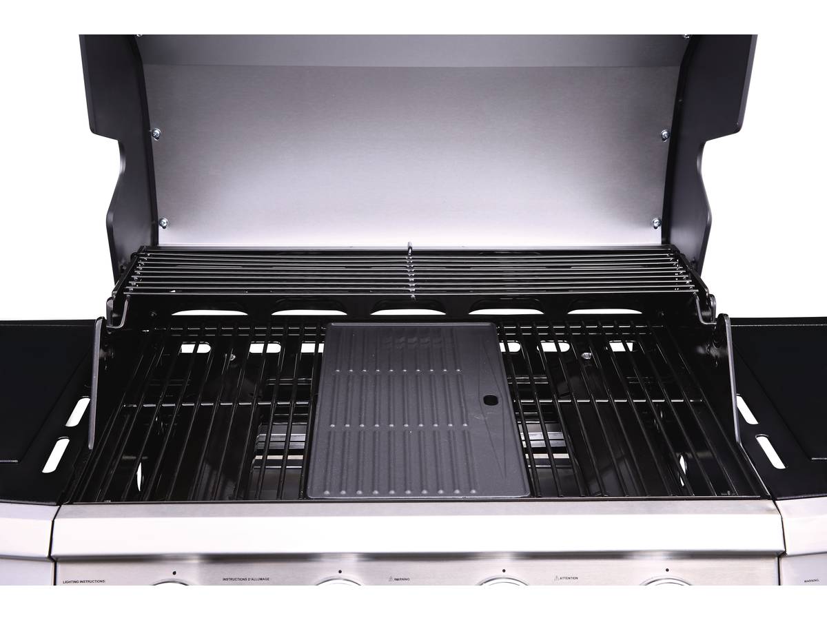 Barbecue a gas "Bingo 5" - 5 piastre di cui 1 laterale - 15.2kW + Fodera di protezione -Nero