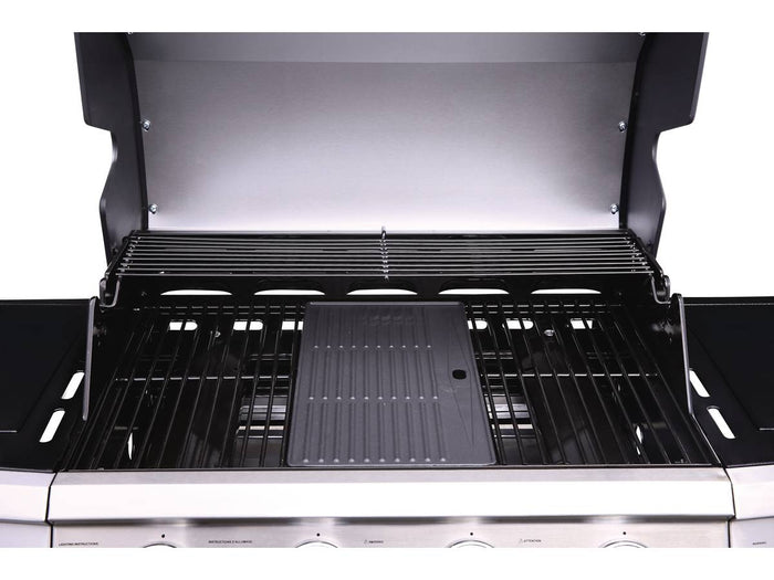 Barbecue a gas "Bingo 5" - 5 piastre di cui 1 laterale - 15.2kW + Fodera di protezione -Nero