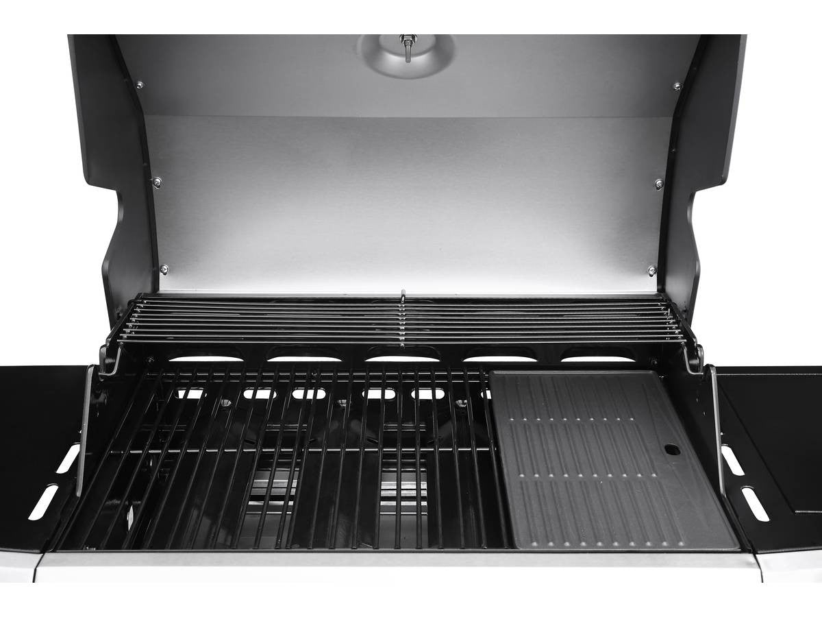 Barbecue a gas "Bingo 5" - 5 piastre di cui 1 laterale - 15.2kW + Fodera di protezione - Argentato con LED