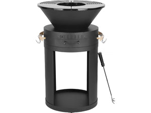 Braciere plancha per barbecue a carbonella e legna "Cesar" - 49 x 49 x 92 cm - Nero